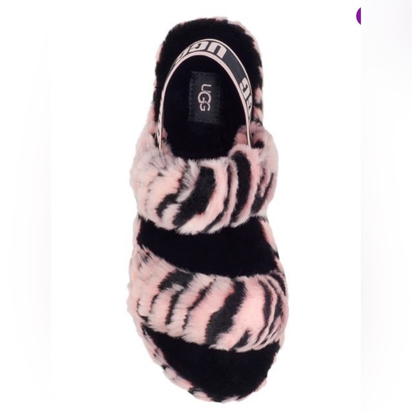 UGG Oh Yeah Pink Scallop Tiger Slippers NWT $110 Pink Black Women's Size 5 - Picture 4 of 7